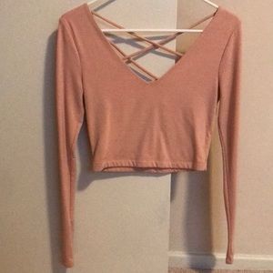 Cream colored long sleeve crop top size S